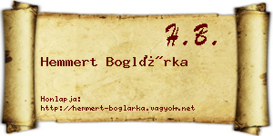 Hemmert Boglárka névjegykártya